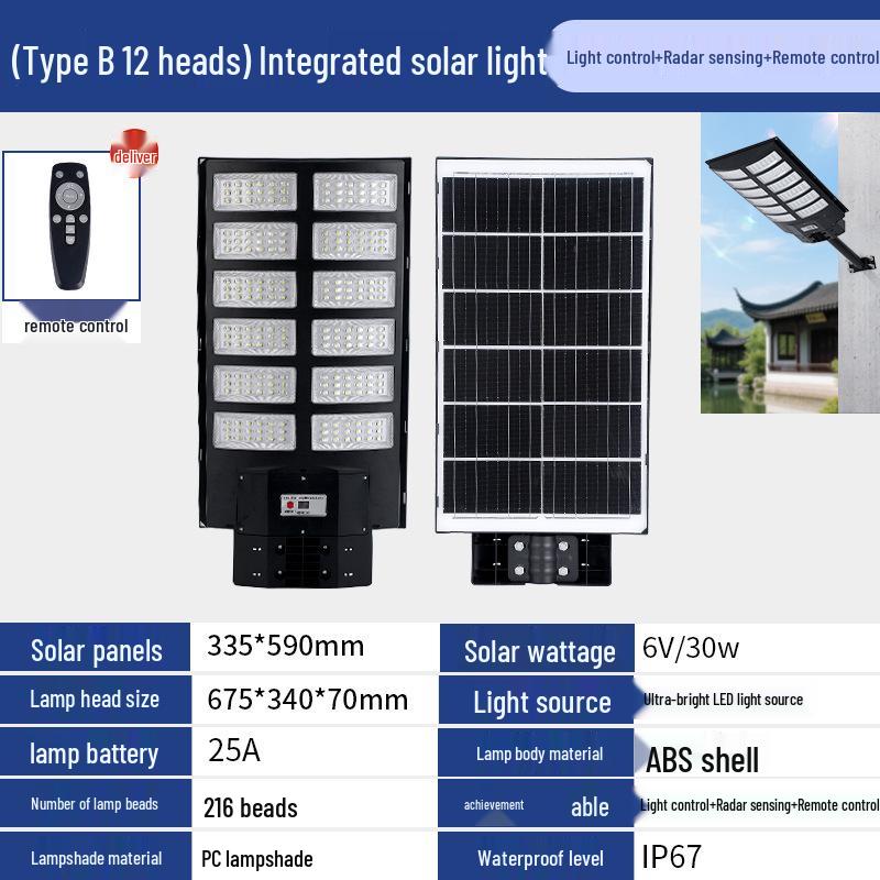 

High-Power LED Solar Street Light - Outdoor Waterproof Lighting for Roads and Rural Projects