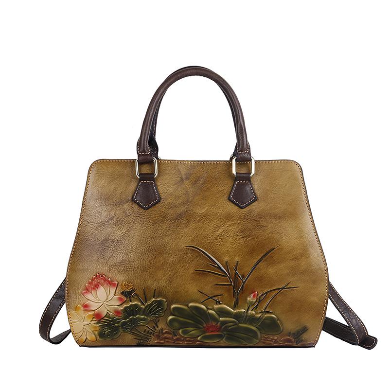 "2023 Women's Retro Cowhide Shoulder Bag - Multifunctional and Stylish"