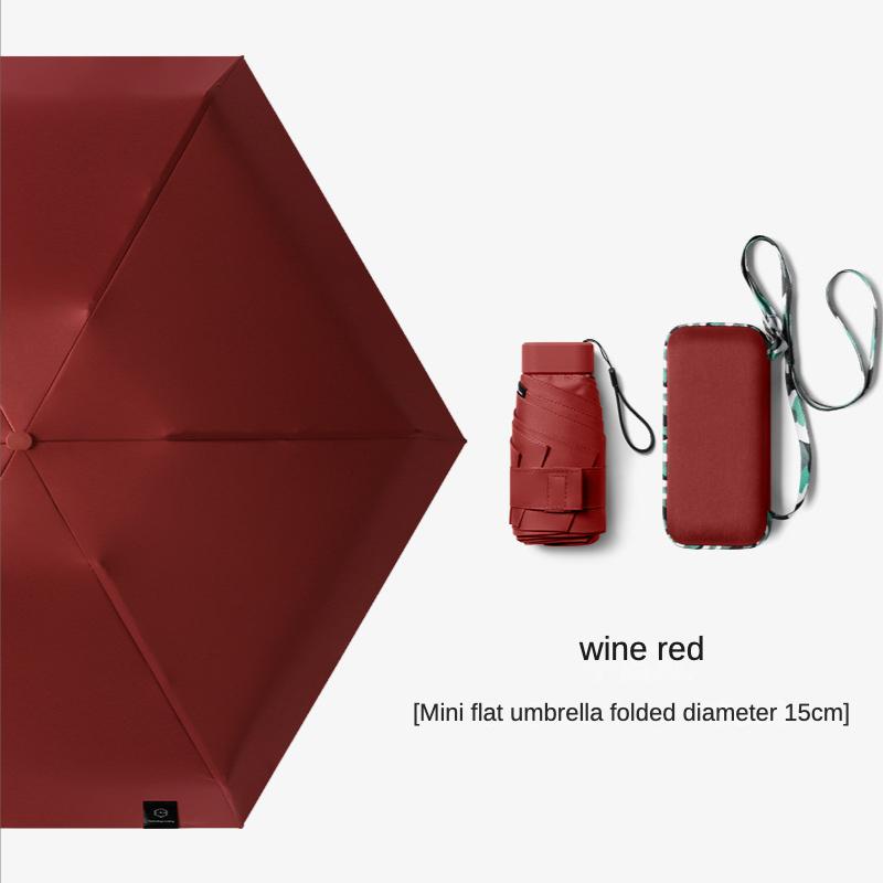 

Мини-компактный карманный зонт для женщин, легкий 6 складной солнцезащитный зонт от солнца и дождя, маленькая сумка-карточка, зонтики Paraguas Mujer Red