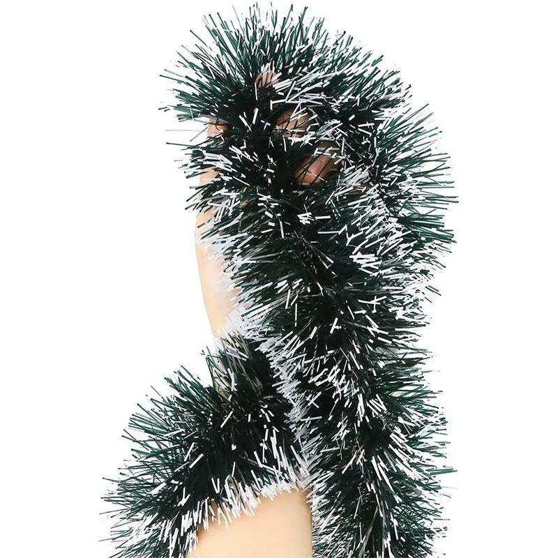 2m Christmas Tinsel Ribbon Garland Xmas Tree Hanging Pendent Ornaments Green Cane Ribbons Wreath for New Year Party Home Decor