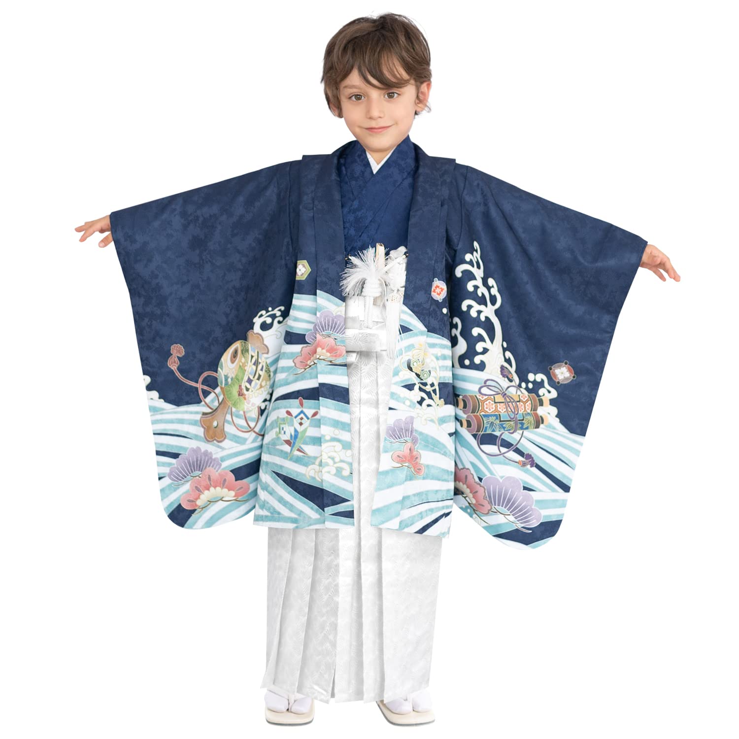 

Ситигосан Мальчик 5 лет Кимоно и Хакама Комплект Узор Эба Хакама лет Корабль сокровищ [KYOETSU] [Kyoetsu] (5 размеров, 7-Темно-синий-Ястреб (Хакама Серебряные))