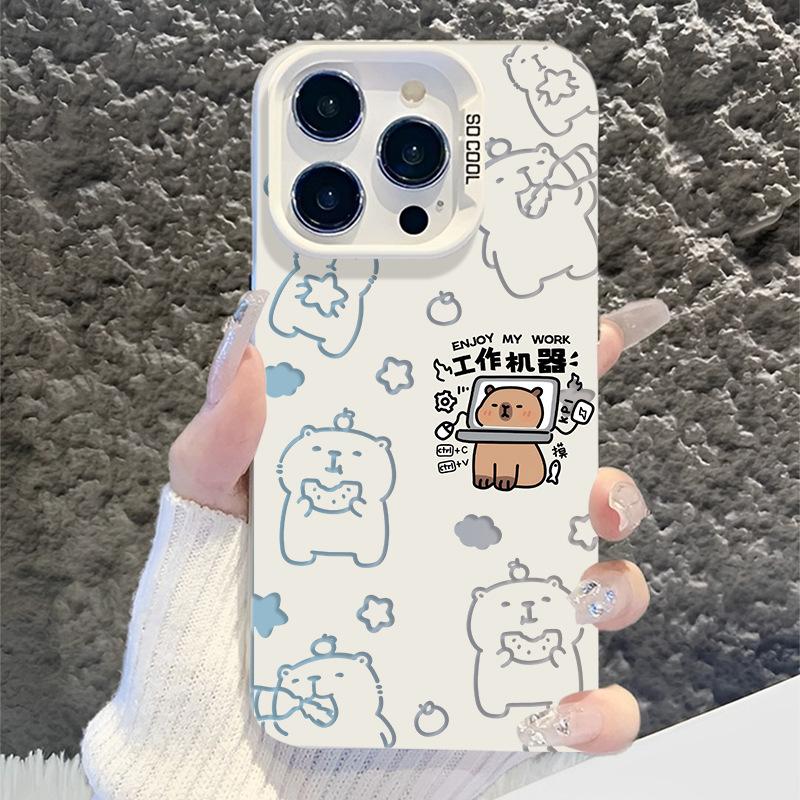 Applicable to Apple 11/11pro colored silver Huawei mobile phone case, emotionally stable 11promax Buddhist hollow capybara