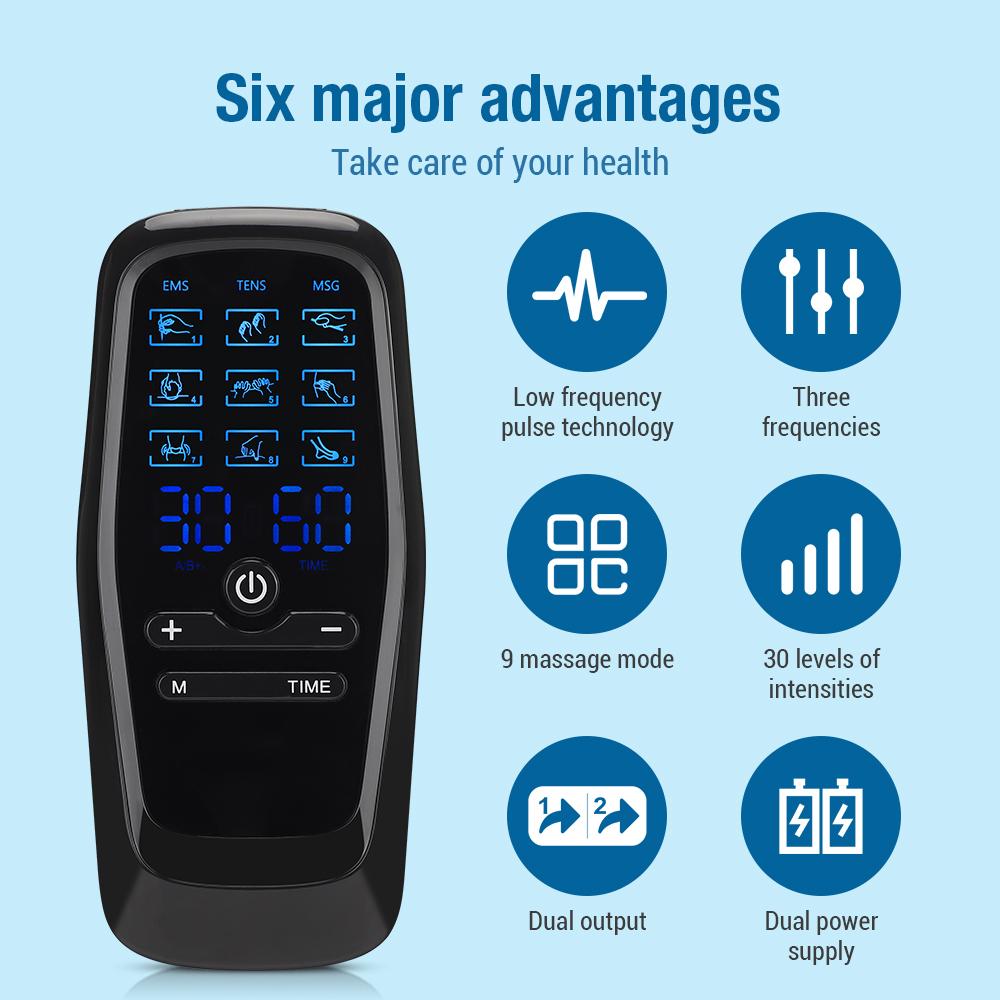 Tens Muscle Stimulator 6-Mode Electric EMS Acupuncture Body Massage Digital Therapy Slimming Machine Electrostimulator