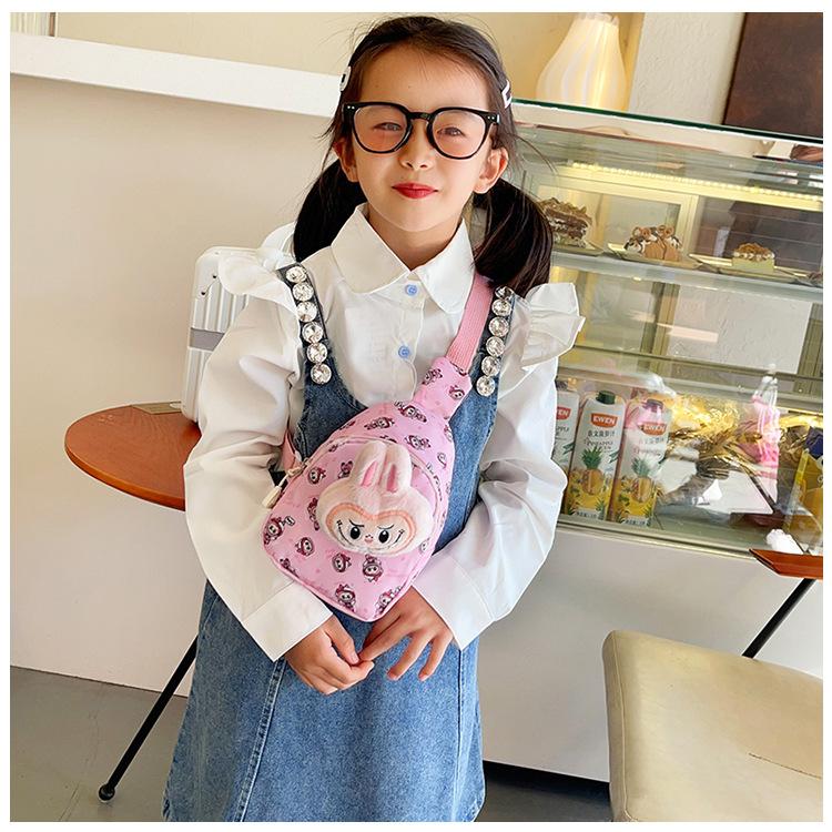 Summer new children's cartoon Labubu chest bag waist bag versatile crossbody bag travel lightweight storage bag