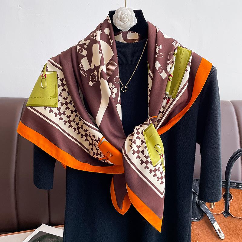 Korean New Fashion Square Scarf Temperament Versatile Scarf Gauze Scarf Decorative French Scarf Women's Beach Towel Scarf Summer