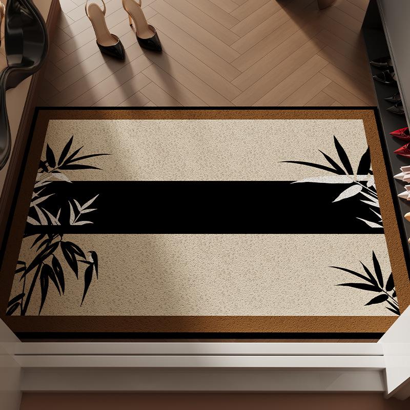 Retro Green Welcome Entrance Mat Rug Absorbs Dirt Door Mat Non-Slip Floor PVC Doormat Cuttable Hallway Mat