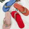 Slippers Women Glitter Flip Flops Summer 2024 Fashion Outdoor Rhinestone Chain Wedge Beach Slippers Jelly Hawaiian Flat Sandals