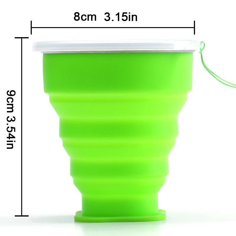 Copo Dobrável de Silicone para Exterior Caneca Dobrável Garrafa Dobrável para Camping Copos de Água de Viagem Caneca Portátil para Chá/Bebida com Tampa 200ML