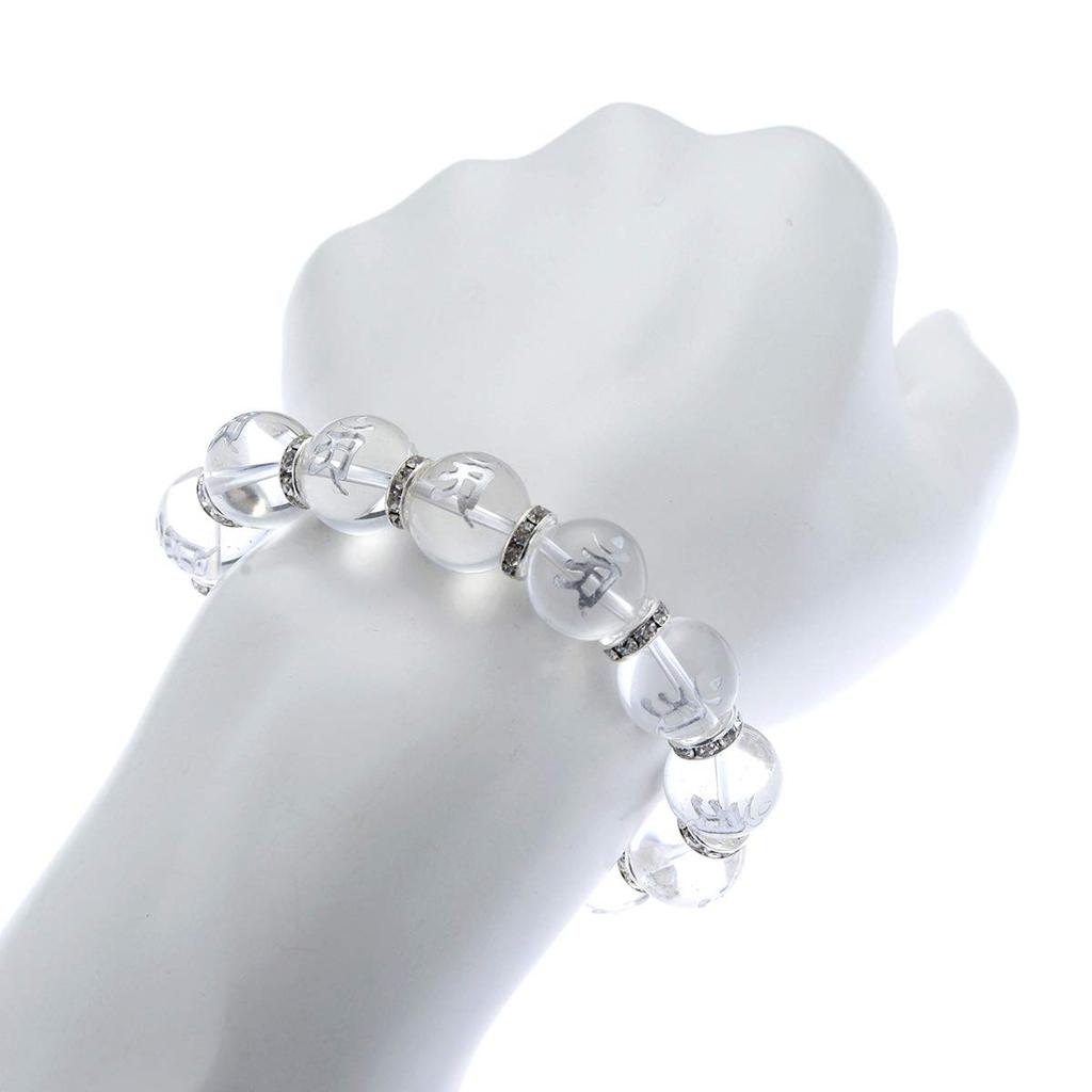 Born in guardian Sanskrit 16mm Natural stone [Ishiki] Tatsumi, Ann, Silver-carved character, Quartz, bracelet, Samantabhadra, [b526_4]