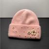 New Cute Flower Rabbit Wool Knitted Hat Autumn and Winter Thickened Warm Plush Fashionable Wool Hat Women Showing Their Face Cold Hat