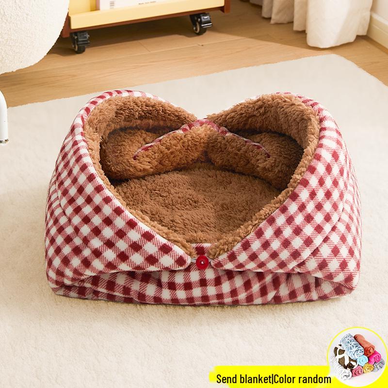 Cross-Border All-Season Semi-Closed Pet Bed for Small Dogs and Cats