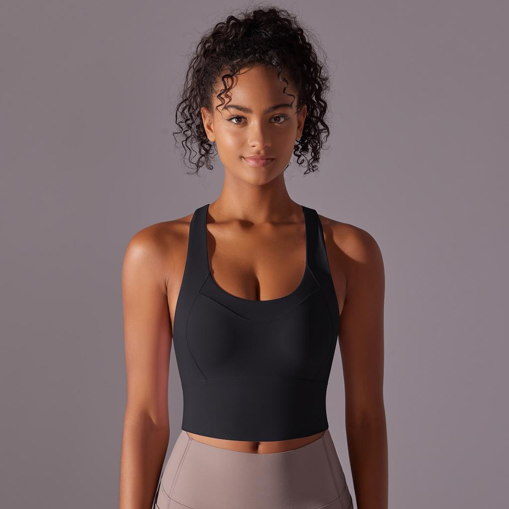 New Naked Sports Underwear Sexy Cross Back Yoga Bra Shockproof Gathering Running Training Fitness Vest For Women