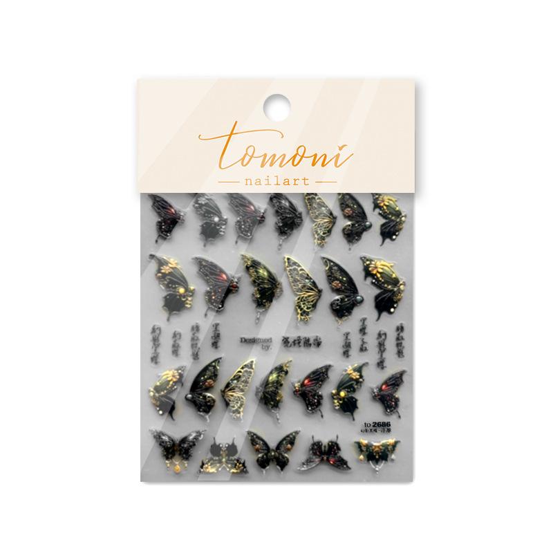 Рельефные наклейки для ногтей «Ночная бабочка» Декоративные креативные наклейки своими — фото 10