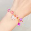 Cute Kids Glass Beaded Bracelet Princess Cartoon Crystal Flower Charm Bangle Handmade Jewelry Gift For Girls Students