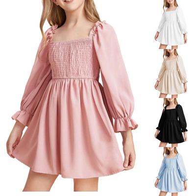 Mädchenkleid mit quadratischem Ausschnitt und ausgestelltem Saum, Partykleid