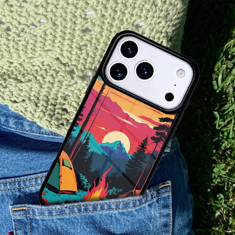 Camping Nature Mountain Soft Phone Case Cover for IPhone 11 12 13 14 15 16e 17 Pro Max Coque for IPhone 17 Air
