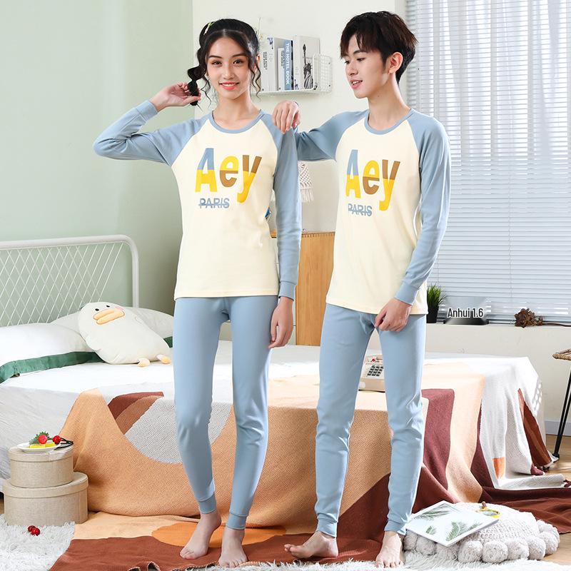 Teen Boys' Autumn Cotton Clothes Set: Thin Style Underwear and Wool Shirt for Junior High Students