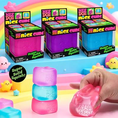 Juguete Sensorial Fidget Schylling Nee Doh Nice Cube Super Estrujable Rojo Translúcido Alivio del Estrés Cubo Blandito Para Alivio de la Ansiedad