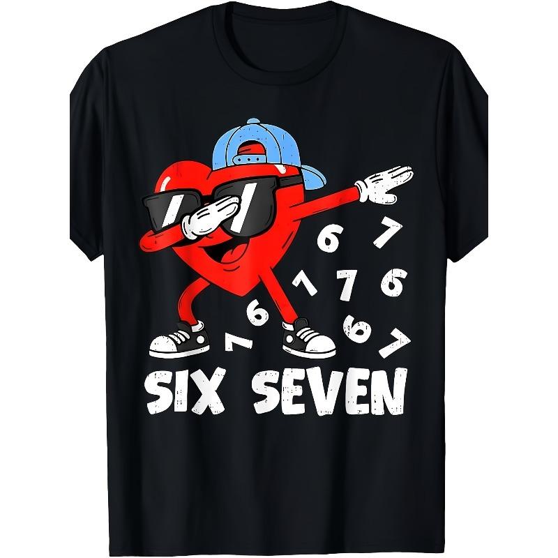 

European sizes Heart Dabbing Funny Meme Valentine s Day Kids T-Shirt | Casual Unisex Top for Boys and Girls, Showcasing a Relaxed Spring/Summer Mood, 164cm чорний