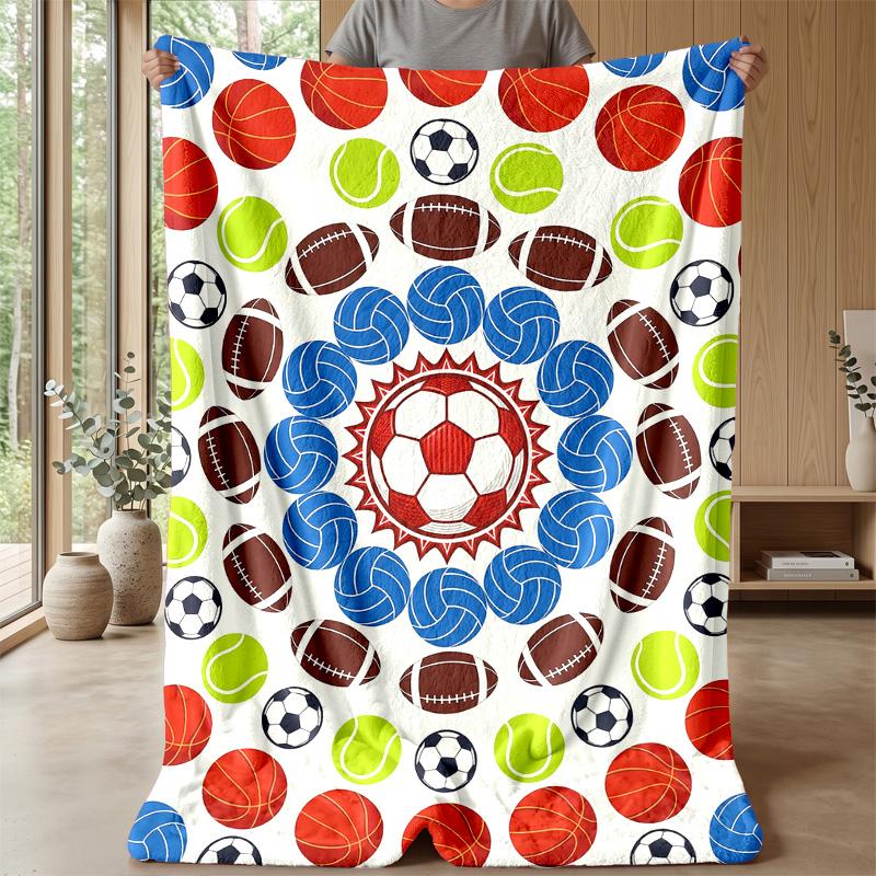 Sports Ball Pattern 7 Theme blanket Lightweight Warm Flannel Blanket Decorative Throw Blanket for Home Decoration
