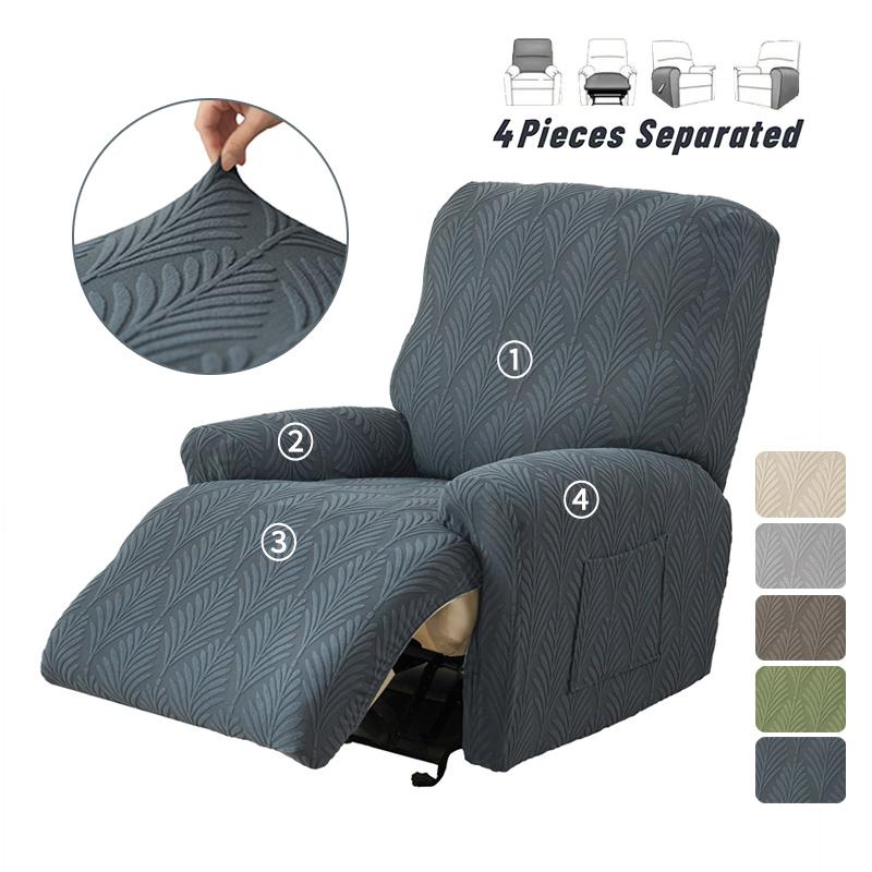 1 Seater Split Recliner Sofa Covers Jacquard Anti-dirty Chair Covers Leaves Relax Lounger Armchair Couch Cover for Living Room