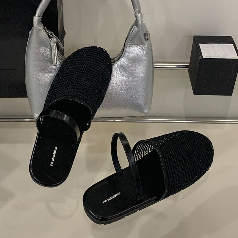Fashion New 2025 Fashion Round Toe Ladies Flats Slippers Shoes Female Summer Beach Slides Mesh Women Flats Slippers Sandals Shoes Mules