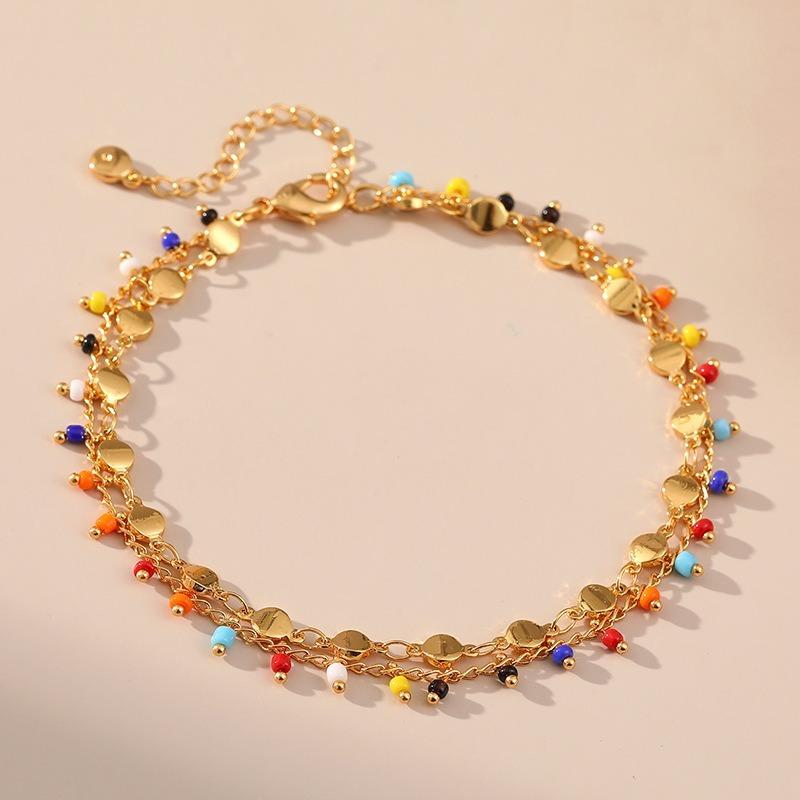 Bohemian Candy Color Rice Bead Ethnic Style Exotic Anklet For Women