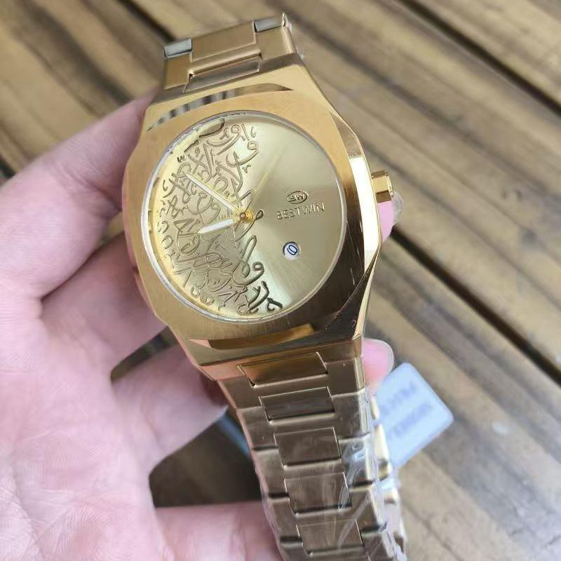 Herren Golduhren Top Marke Luxus Edelstahl Uhrenarmband Hohe Qualität Herrenuhr Kreatives Design Datum Armbanduhr