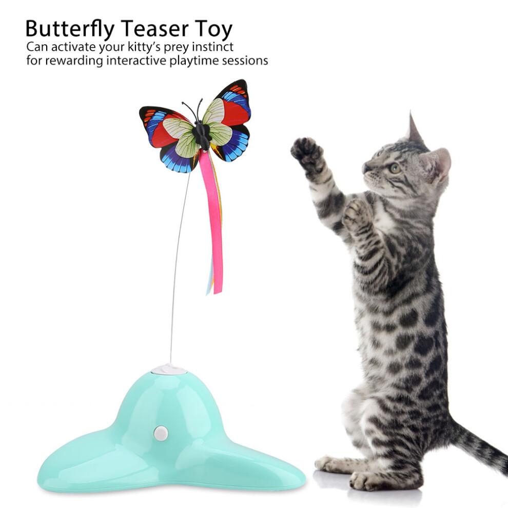 Electric Rotating Butterfly Cat Toy For Indoor Cats Interactive Automatic Spinning Flashing Butterfly Teaser Stimulating Prey Instinct Exercise