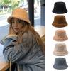 Lamb Wool Plush Hats Solid Color Wide Brims Caps All-match Fall Winter Plush Hat Plush Hat Bucket Hats for Women & Men