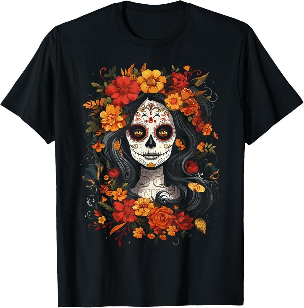De Los Muertos La Catrina Day of the Dead Sugar Skull Women T-Shirt