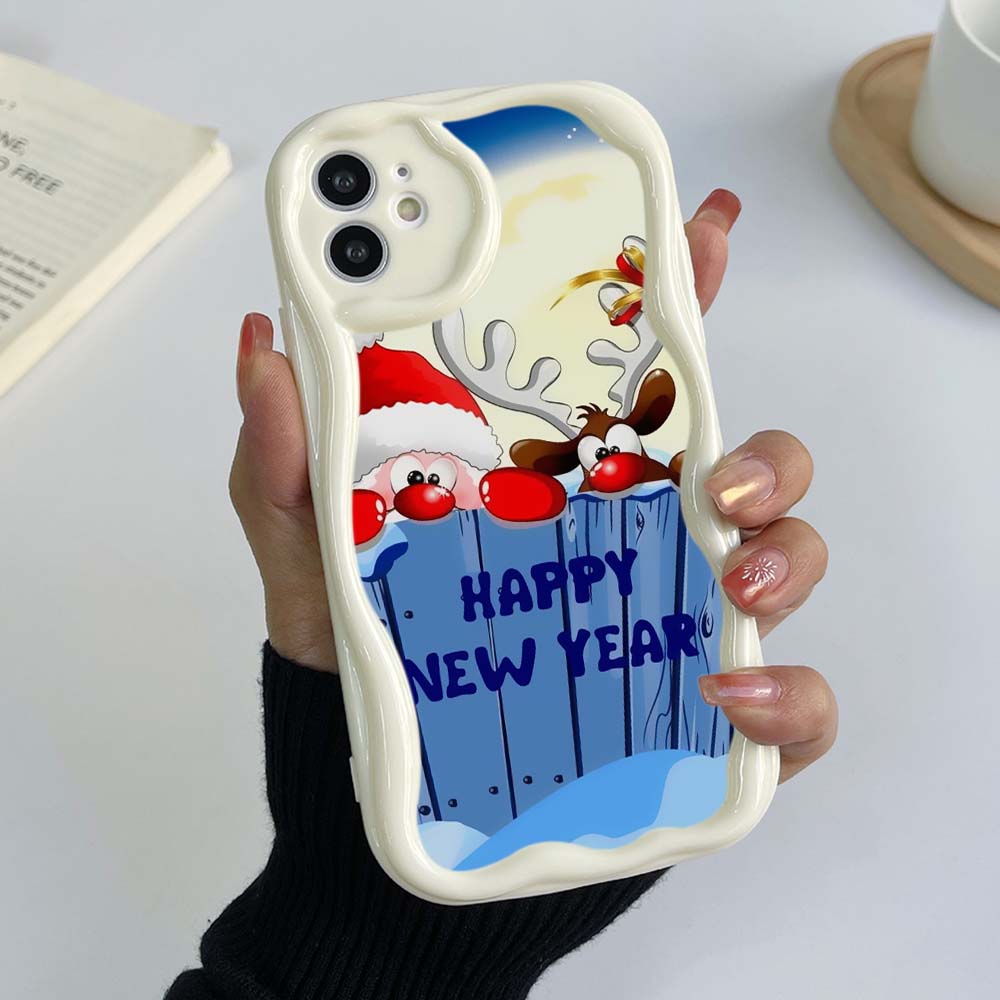 Samsung Galaxy A25 for iPhone 15 Xiaomi Poco X6 Redmi Huawei Honor 90 Phone Cases A2 New year christmas design art exclusive Cream pattern Soft Case