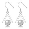 Nouvelles Boucles d'Oreilles Triangle Épingle Perle Nouvelles Boucles d'Oreilles Populaires Niche Boucles d'Oreilles Luxe Léger Haut de Gamme pour Femmes