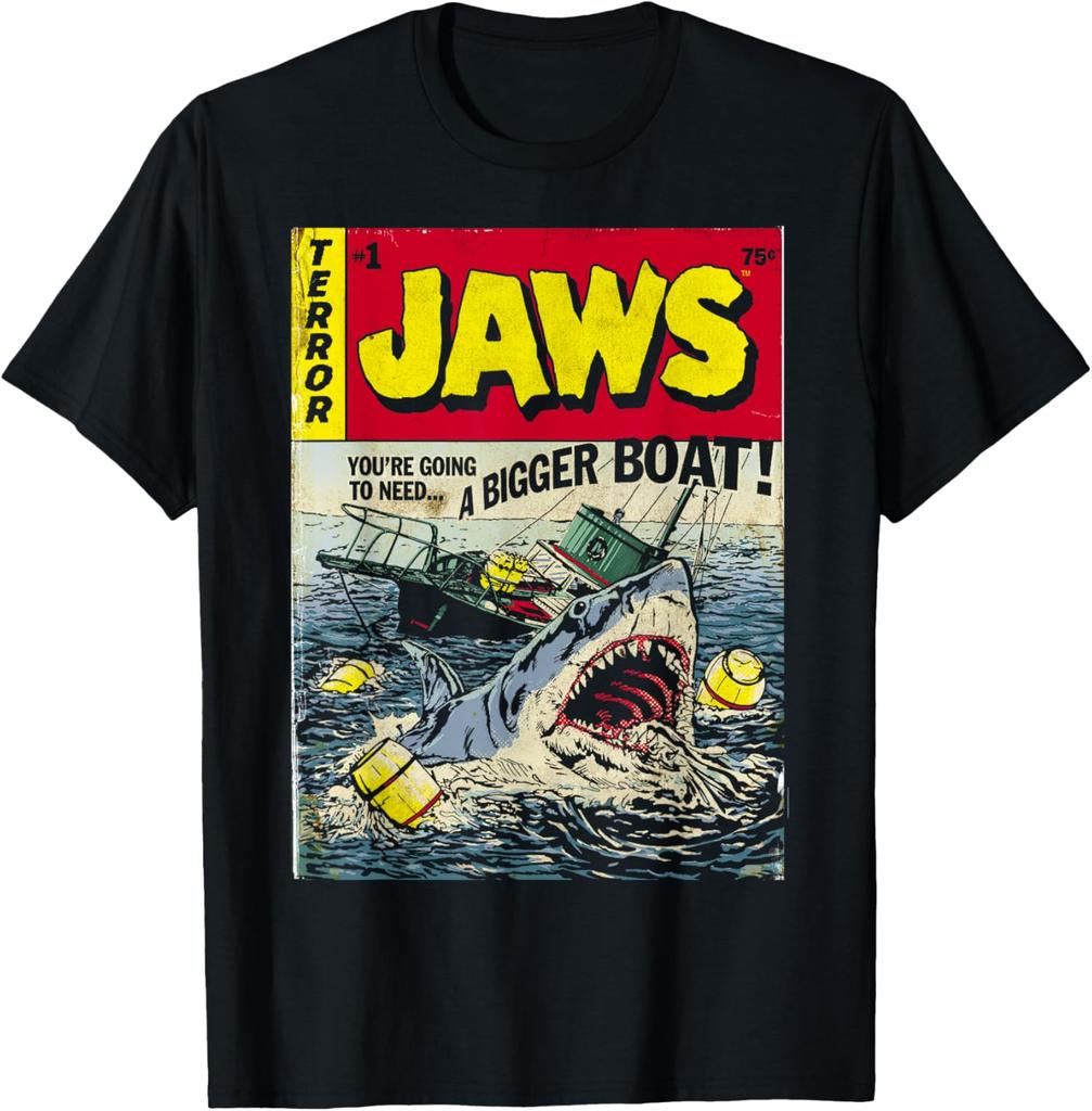 ZX Summer Hot Sale Jaws Pulp Attack Movie 50th Anniversary Shark Unisex TShirt Mens Round Neck Tshirt