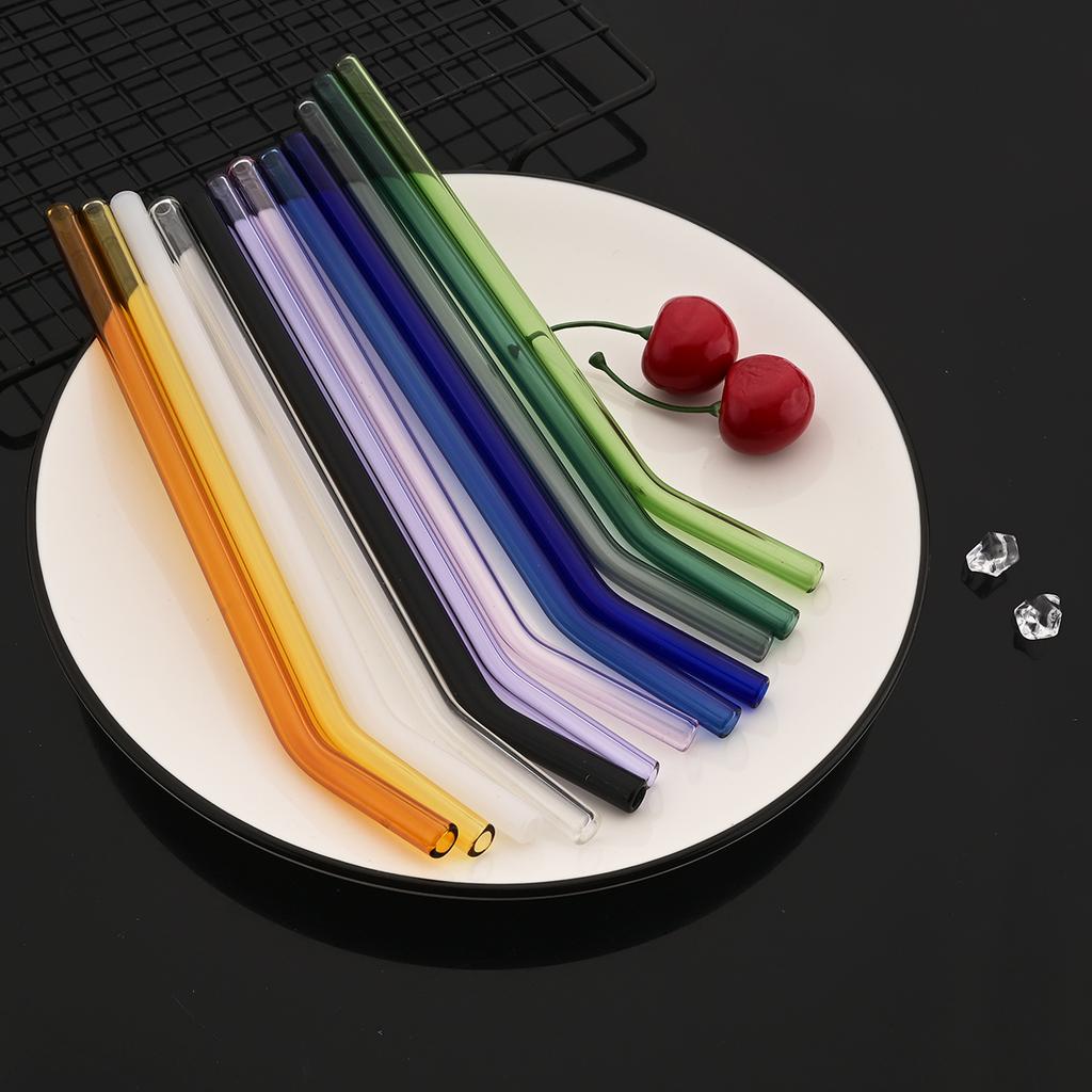 11-piece Reusable Glass Straws Clear Smoothie Drinking Straws with Clean Brush for Beverages Milk Tea Juices Cocktail