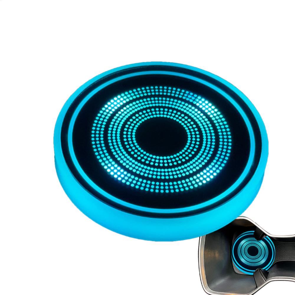 Car Cup Holder Mat USB Car Cup Coaster with LED Light Intelligent Sensor Vehicle Cup Holder Insert Coaster with Colors Changing