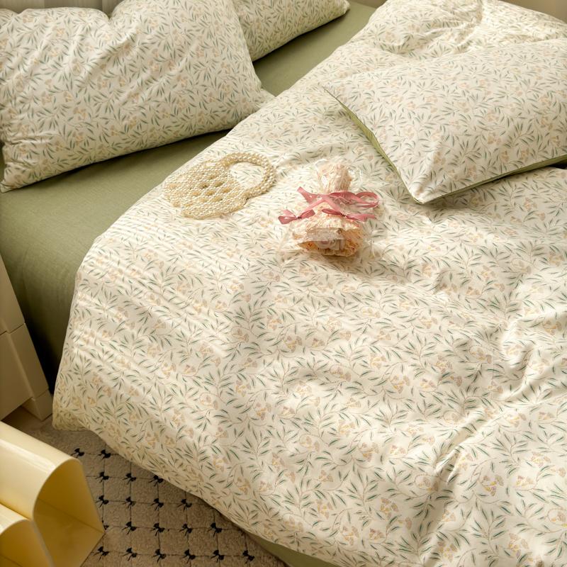 Luxusní sada povlaku na přikrývku ze 100% bavlny se 2 povlaky na polštáře - Květinový design, Elegantní a prodyšná ložní sada, Více velikostí