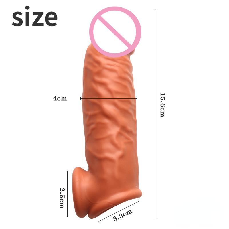 15.6cm Penis Enlargement Sleeve Double Bondage Penis Sleeve Extender Thicken Condom Delay Ejaculation Sex Toys for Men Sm Games