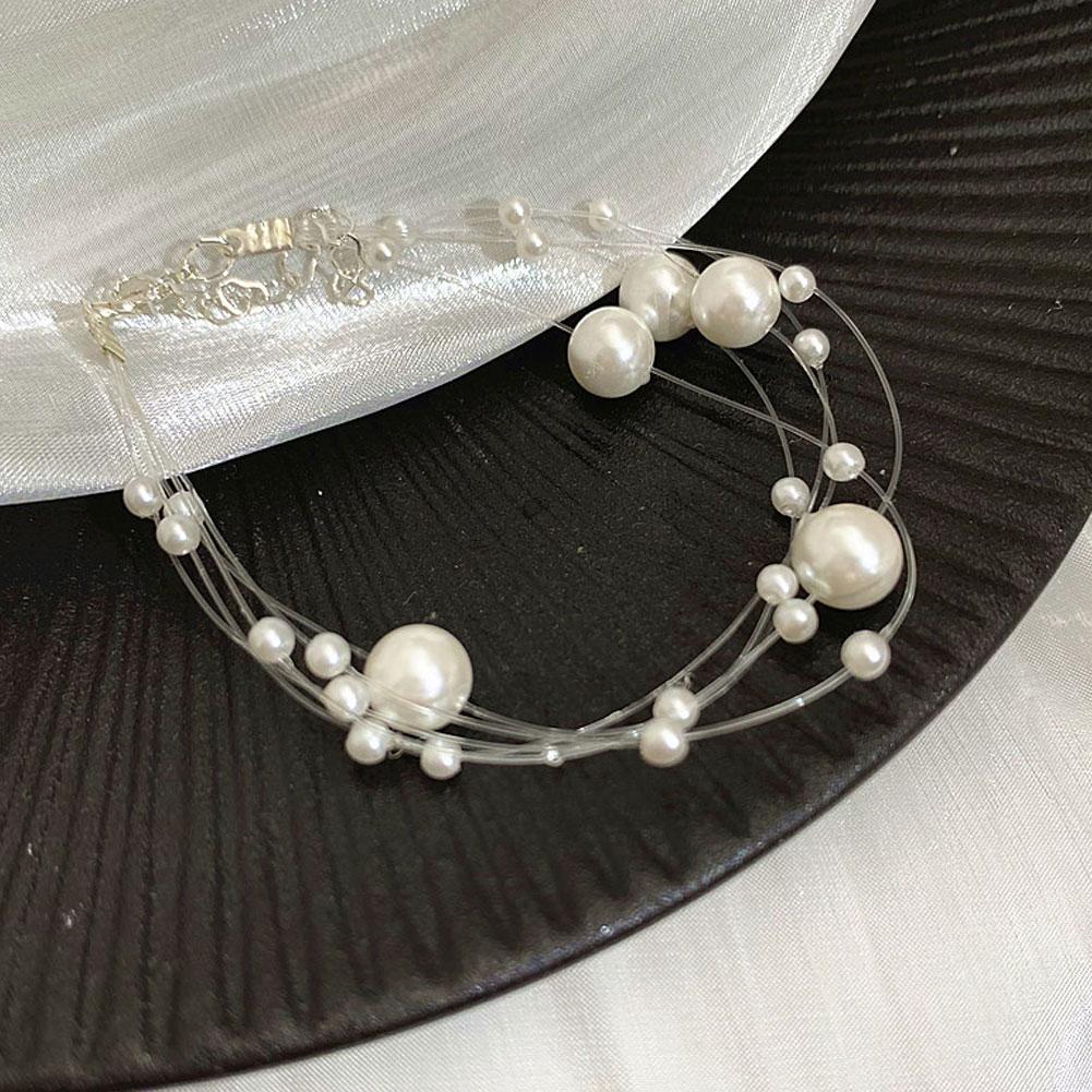 Elegant White Pearl Necklace Women's Clavicle Chain 2025 Chain High-End Sweater Multi-Layer New Q1R0