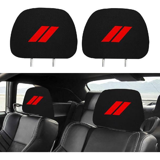 Headrest Covers for Charger Challenger Durango Accessories Soft Black Red Trim