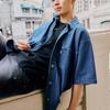 Levis SS25 Casual Comfortable Solid Color Denim Short Sleeve Shirt Men Shirts Blue 004HN-0000