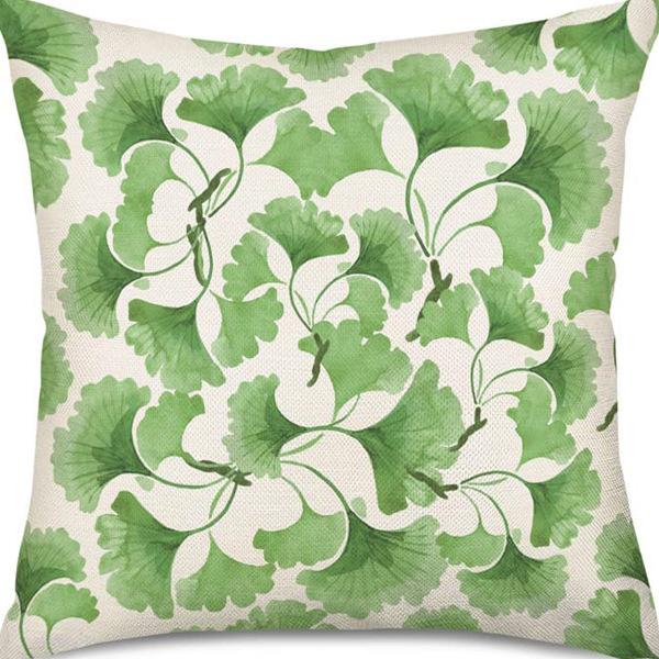 Popular Green Plant Linen Pillowcase Modern Simple Home Sofa Living Room Pillow Cushion