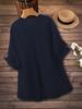 Plus Size Solid Color V-Neck Long Sleeve Button-Up Top - Women's Spring/Autumn Elegant Shirt