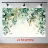 2D Plane 1 Piece of Watercolor Eucalyptus Leaf with Gold Foil Vines Soft Pastel Green Tones Against a White Background