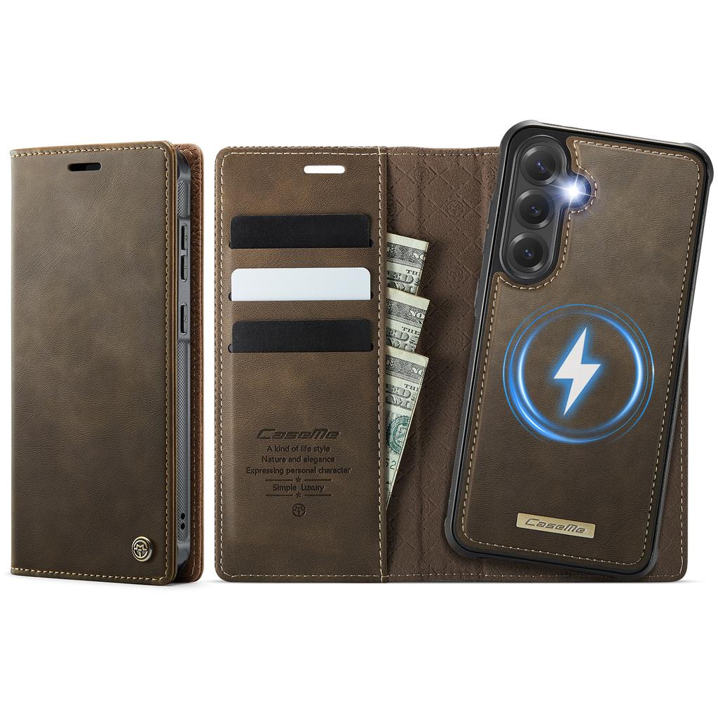 For Samsung Galaxy S25+/Galaxy S24+ Case CASEME C49 Compatible with MagSafe RFID Blocking Detachable Wallet Leather Phone Cover