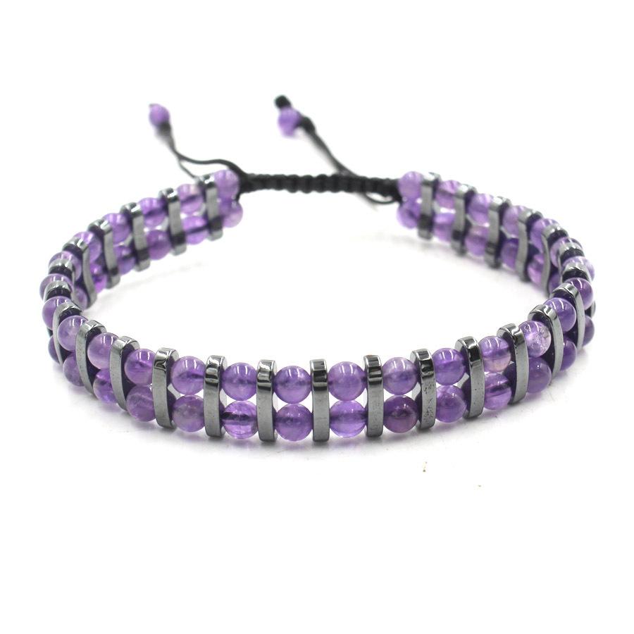 1Pcs Natural Tiger Eye Stone Hematite Adjustable Bracelet Double Hand-Woven Rows Of Beads Bracelet Men's Friendship Bracelet Jewelry