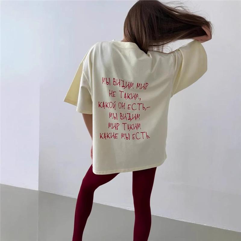 

100% Cotton Oversized Casual Letter Print T-Shirt S