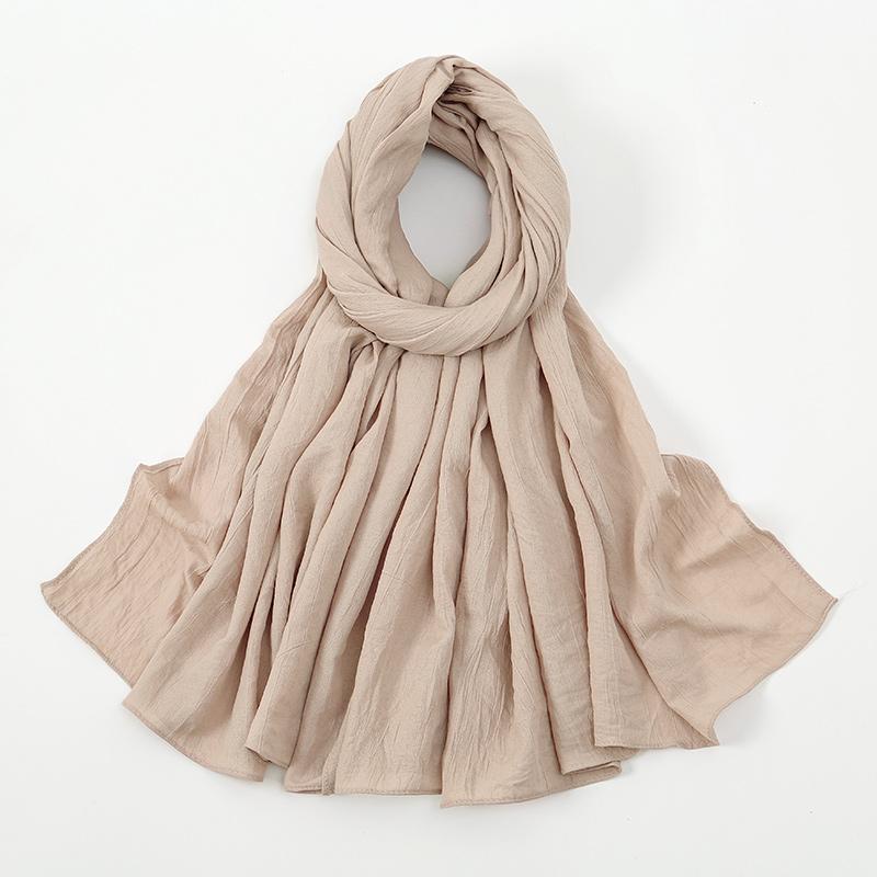 New Muslim Hijabs For Women Scarf Plain Long Shawls Femme Musulman Soft Crinkle Cotton Headscarf Wraps Islamic Turban Headband