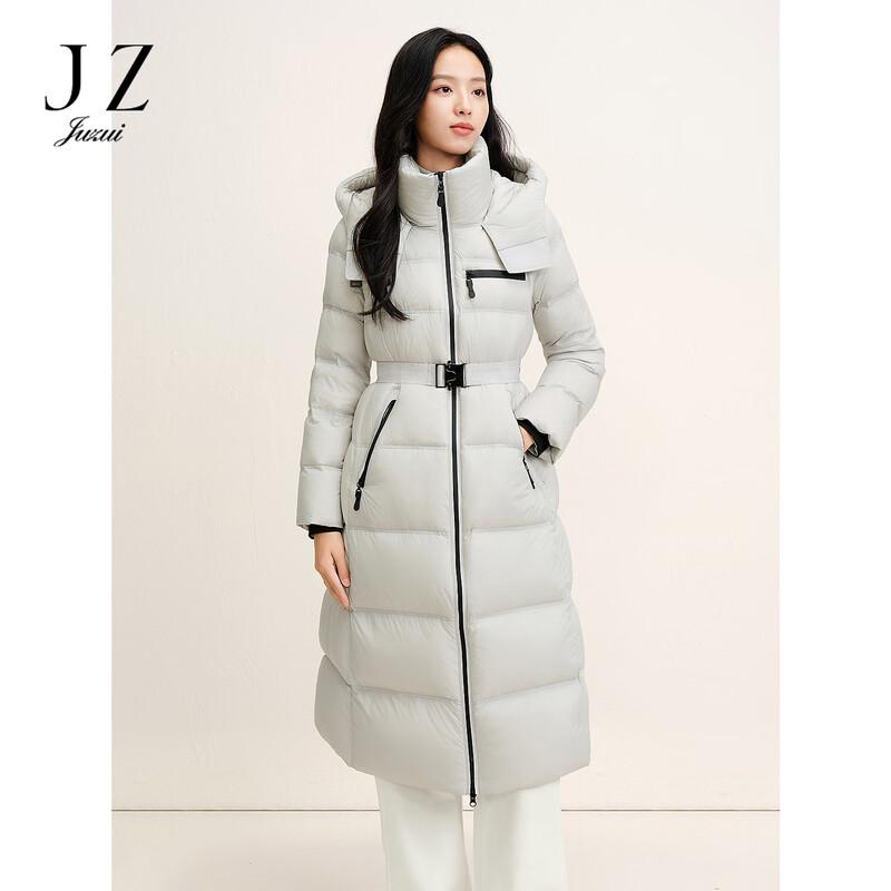 JUZUI Women's Casual Color-Block Zipper Long Down Jacket