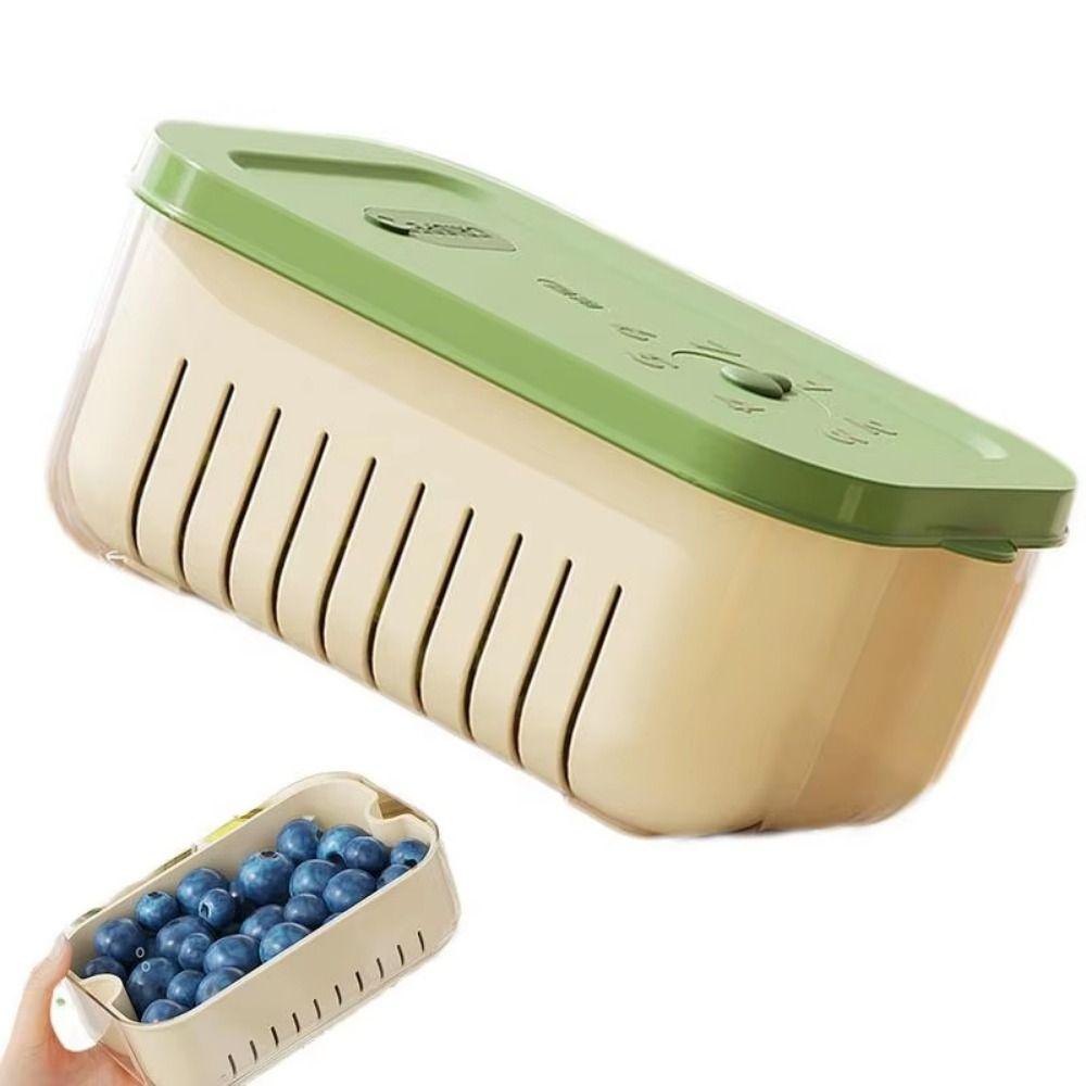 

Double-layer Refrigerator Sealed Box Fresh-keeping Kitchen Food Organizer Kitchen жовтий